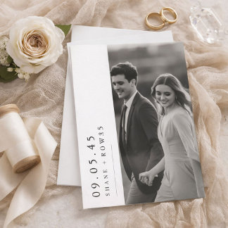 Elegant Black & White Photo Wedding Invitation