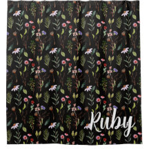 Elegant black white &pink wildflower watercolor 