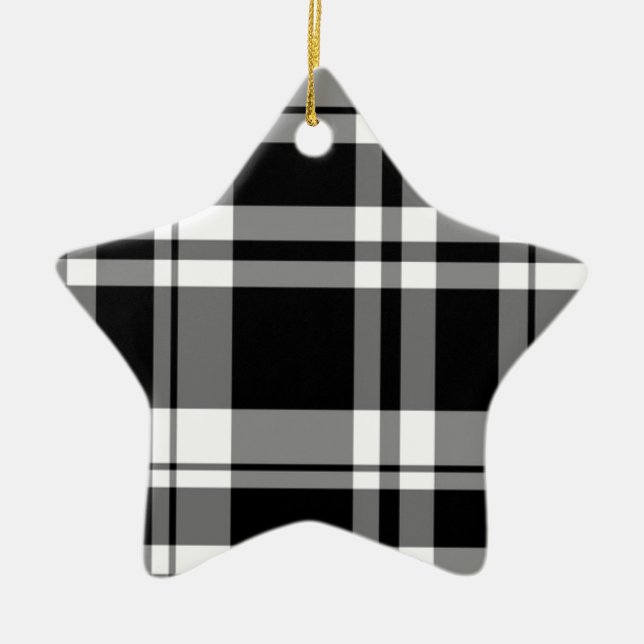 elegant black white plaid pattern ceramic tree decoration (Front)