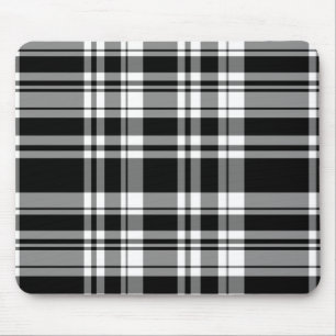 elegant black white plaid pattern mouse pad