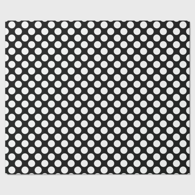 Elegant Black & White Polka Dot Wrapping Paper (Seam)