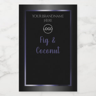 Elegant Black White Product Labels Blue Frame Logo