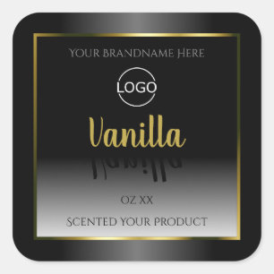 Elegant Black White Product Labels Gold Frame Logo