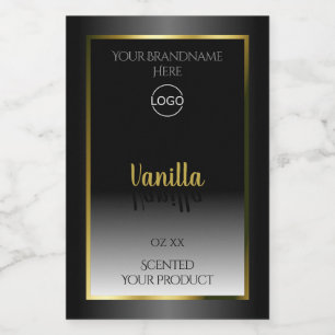 Elegant Black White Product Labels Gold Frame Logo
