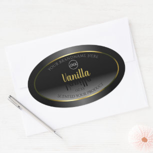 Elegant Black White Product Labels Gold Frame Logo
