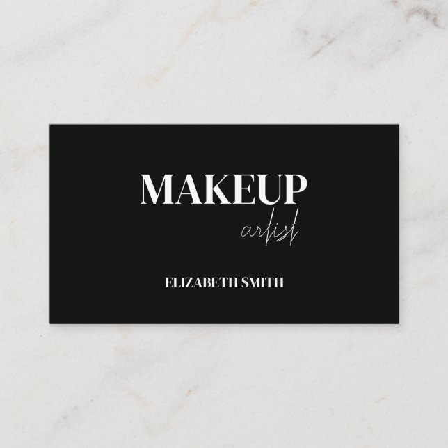 Elegant black &white QR code makeup artist  Business Card (Front)