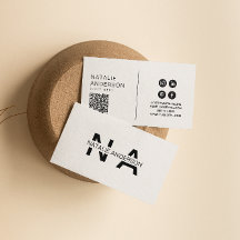 Elegant Black & White QR Code Modern Monogram Logo