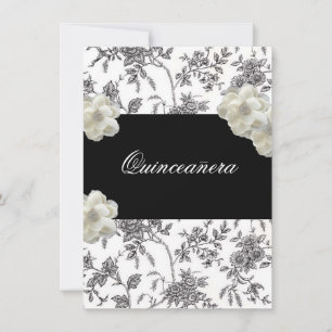 Elegant Black & White Quinceanera Invitation