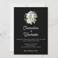 Elegant Black White Ranch Floral Horse Wedding