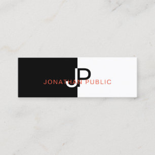 Elegant Black White Red Design Monogram Trendy Mini Business Card