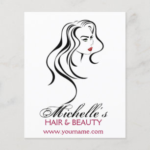 Elegant Black White Red Hair Styling Beauty Girl Flyer