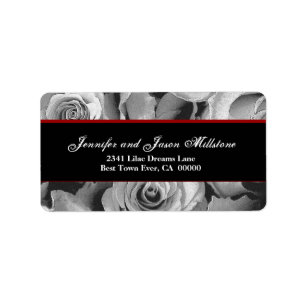 Elegant BLACK WHITE RED Roses Wedding Label