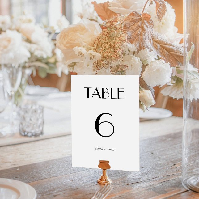 Elegant Black & White Retro Wedding Table Number (Elegant Black & White Retro Wedding Table Number)