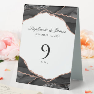 Elegant Black White Rose Gold Foil Agate Wedding