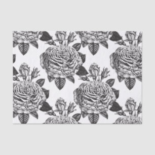 Elegant Black White Roses Flower Lover Floral Tissue Paper