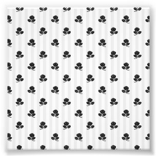 Elegant Black White Roses Flowers Vertical Lines Photo Print