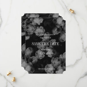 Elegant Black & White Roses Save the Date Cards
