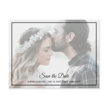 Elegant black & White Save The Date Photo Postcard