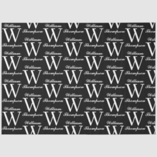Elegant Black & White Script Calligraphy Monogram Tissue Paper