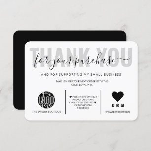 Elegant Black White Script Logo Customer Thank You