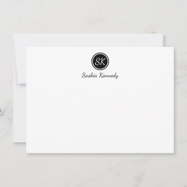 Elegant Black White Script Monogram Professional Card (Front)