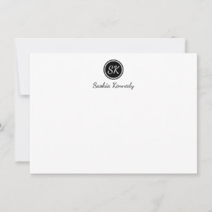 Elegant Black White Script Monogram Professional Card
