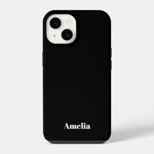 Elegant Black white script Personalised Name iPhone 14 Case