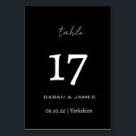 Elegant Black & White Script Personalised   Table Number<br><div class="desc">Elegant Black and White Script Personalised Table Number Card</div>