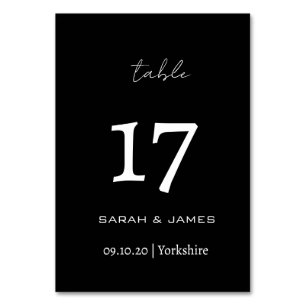 Elegant Black & White Script Personalised   Table Number