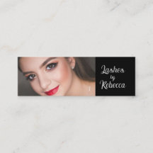 Elegant Black White Script Photo Eye Lashes Mini