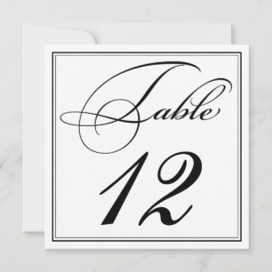 Elegant Black & White Script Table Number Cards