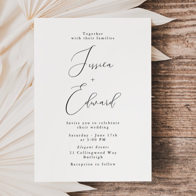 Elegant Black & White Script Wedding Invitation (Creator Uploaded)