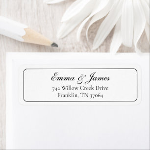 Elegant Black & White Script Wedding Return Address Label