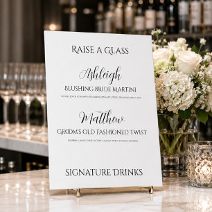 Elegant Black White Signature Drinks Sign