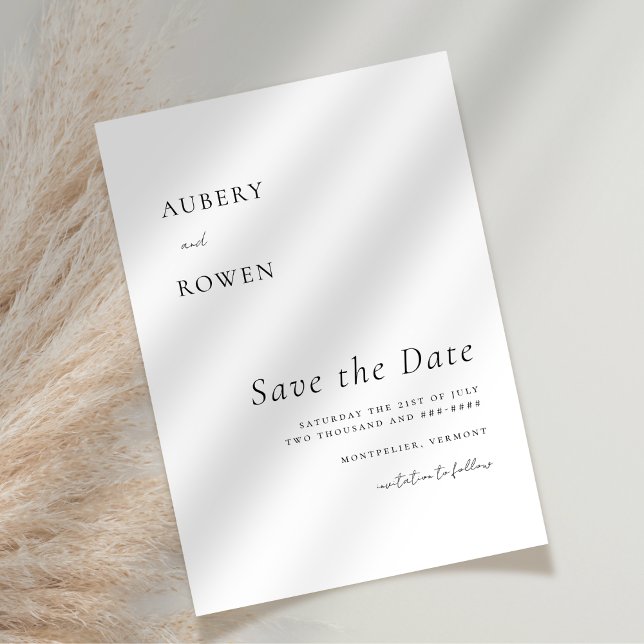 Elegant Black & White Simple Minimalist Wedding Save The Date (Creator Uploaded)