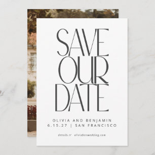 Elegant Black White Simple Modern Trendy Photo Save The Date