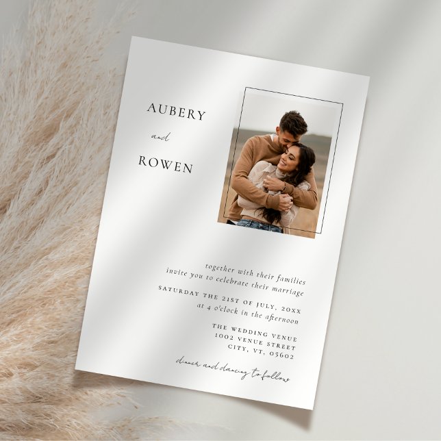 Elegant Black & White Simple Photo Wedding Invitation (Creator Uploaded)