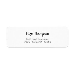 Elegant Black White Simple Return Address Label
