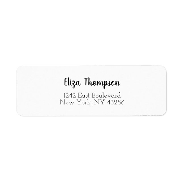 Elegant Black White Simple Return Address Label (Front)