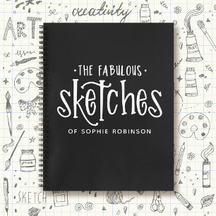Elegant Black White Sketchbook Notebook