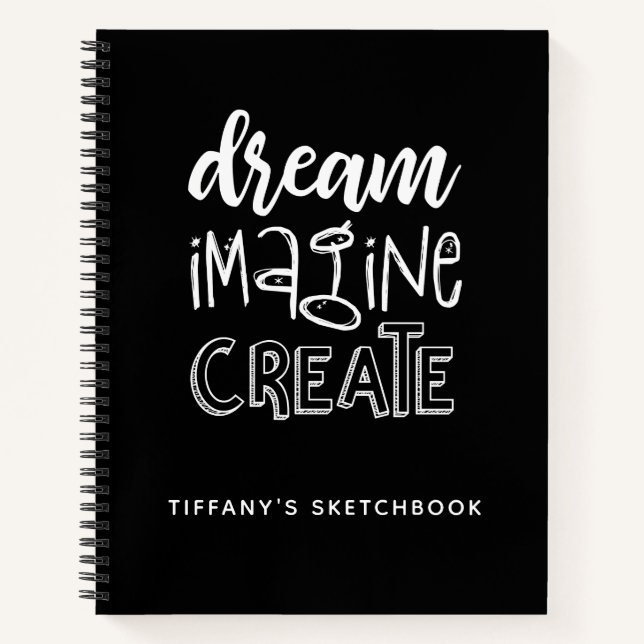 Elegant Black White Sketchbook Notebook (Front)