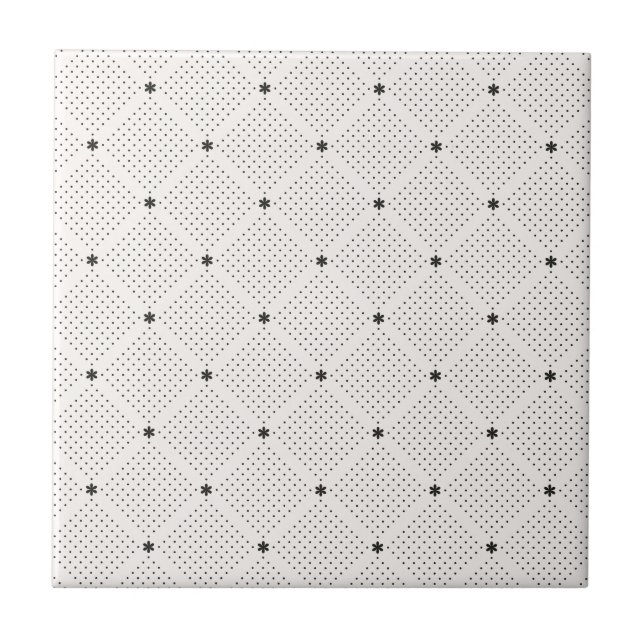 Elegant Black White Small Dots Pattern Ceramic Tile (Front)