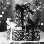 Elegant Black | White Snowdrops Floral Patterns Wrapping Paper Sheet<br><div class="desc">Elegant black and white snowdrops floral pattern design trio.</div>
