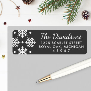 Elegant Black White Snowflake Return Address Label