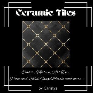 Elegant Black & White Squares Ceramic Tile