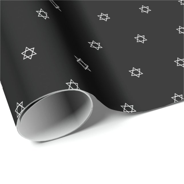 Elegant black white Star of David pattern modern Wrapping Paper (Roll Corner)