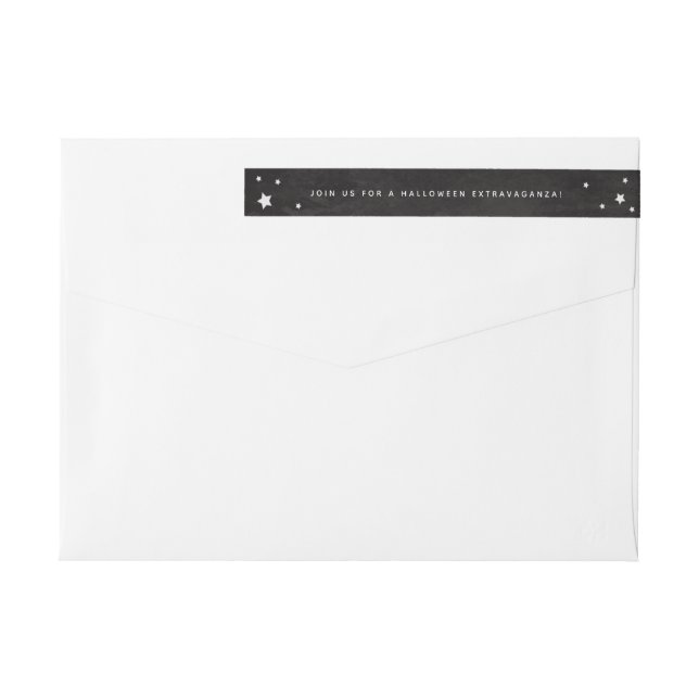 Elegant Black+White Stars Wraparound Address Label (Back)