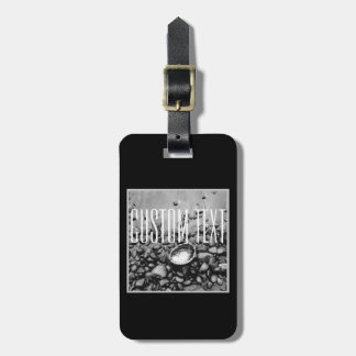 ELEGANT BLACK WHITE STONE SHELL SAND BEACH PHOTO LUGGAGE TAG