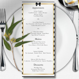 Elegant Black White Stripe Gold Frame Wedding  Menu