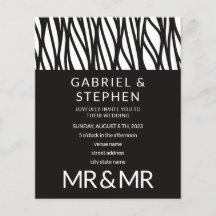 Elegant black white stripe typography gay wedding 